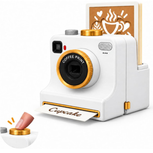 Printed latte art camera - art,