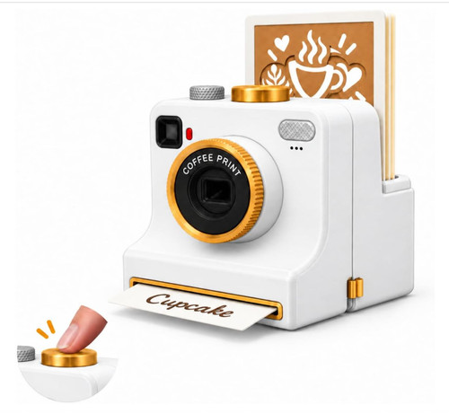 Printed latte art camera - 3d,